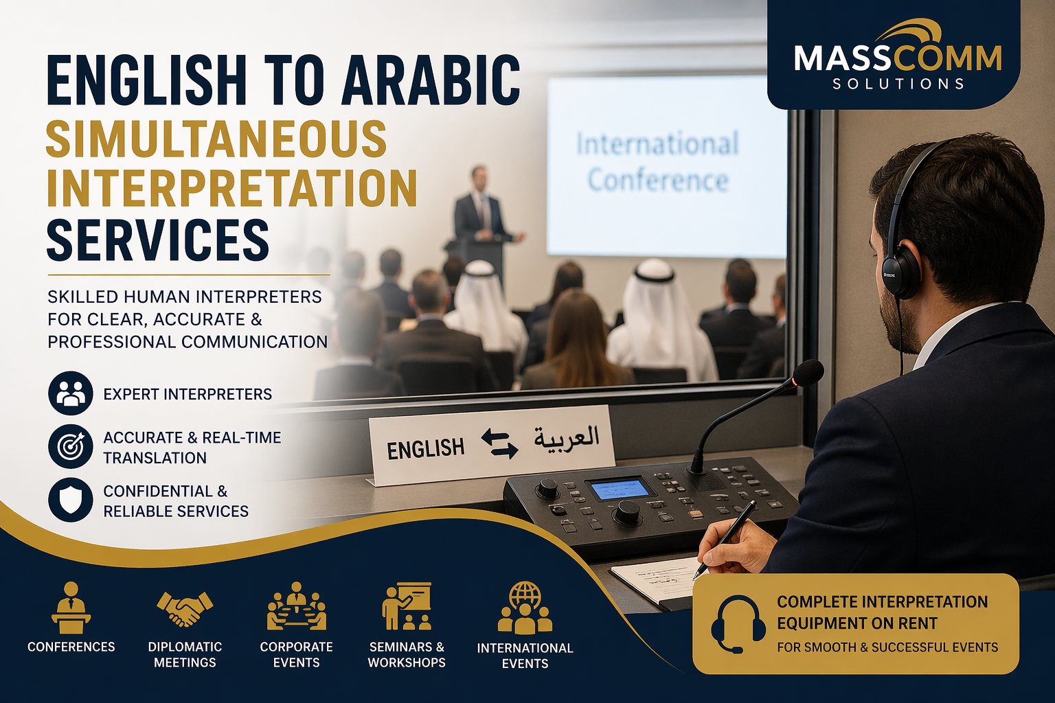 English to Arabic Simultaneous Interpretation Services in Pakistan – MassComm Solutions